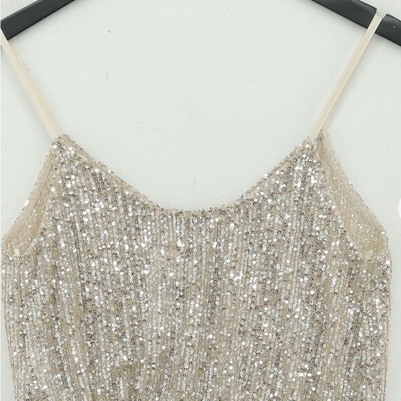 Zara Silver Sequins crop top NWT size Small - Picture 5 of 5